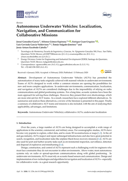 Autonomous Underwater Vehicles: Localization, Navigation, and Communication for Collaborative Missions