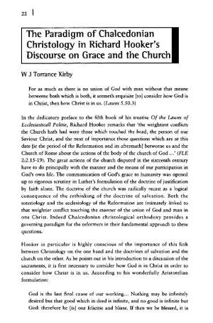 The Paradigm of Chalcedonian Christology in Richard Hooker's Discourse on Grace and the Church