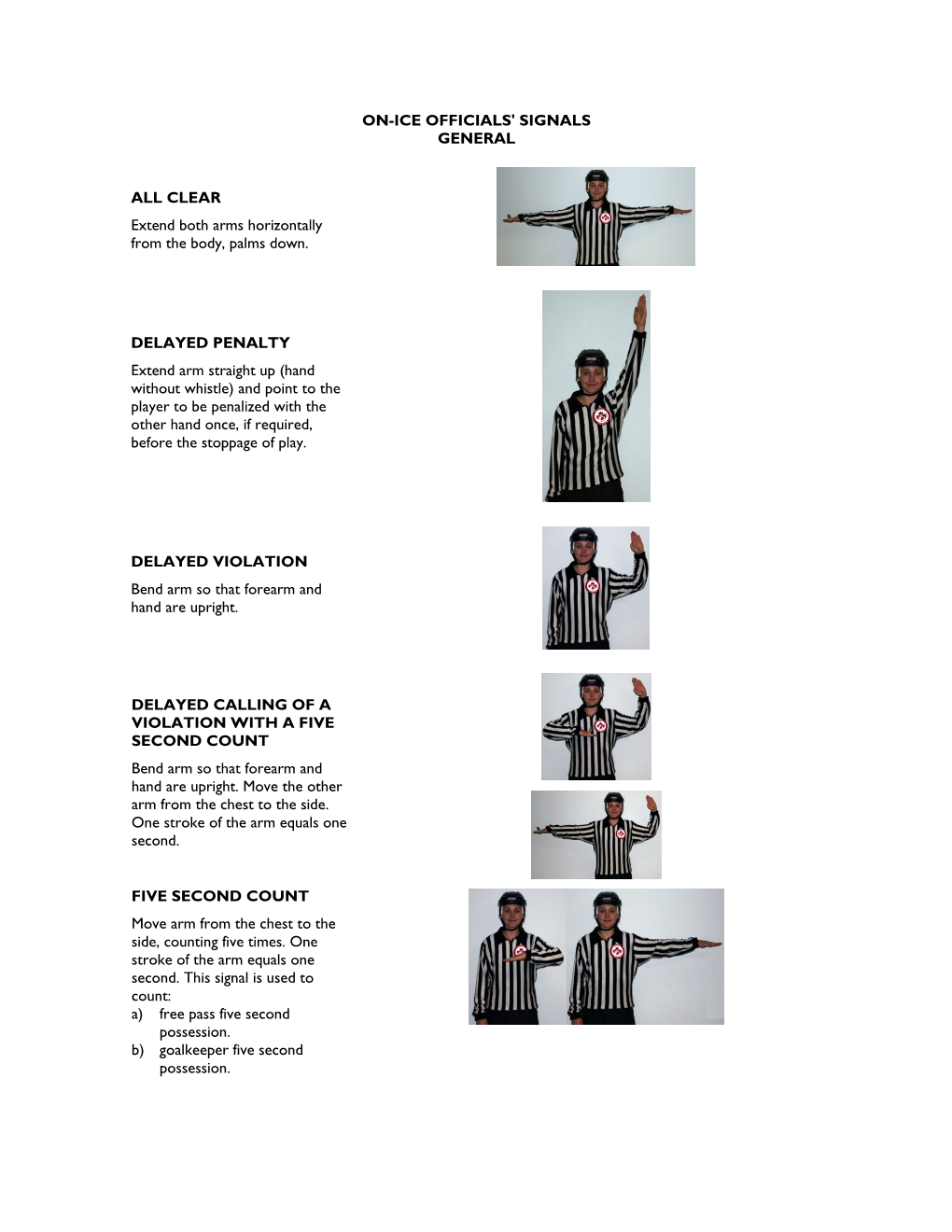 On-Ice Officials Signals