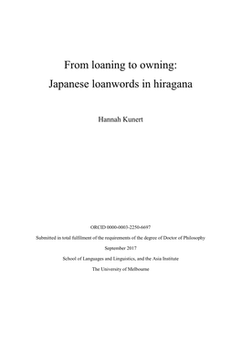 Japanese Loanwords in Hiragana