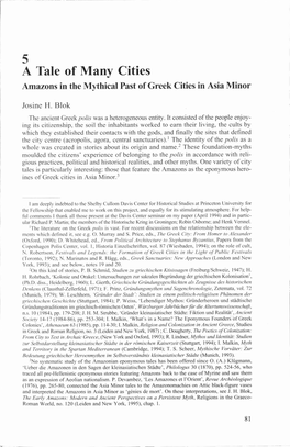 A Tale of Many Cities Amazons in the Mythical Past of Greek Cities in Asia Minor
