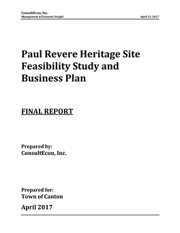 Paul Revere Heritage Site Feasibility Study and Business Plan