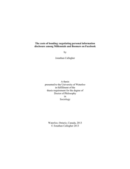 The Costs of Bonding: Negotiating Personal Information Disclosure Among Millennials and Boomers on Facebook