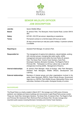 Senior Wildlife Officer Job Description