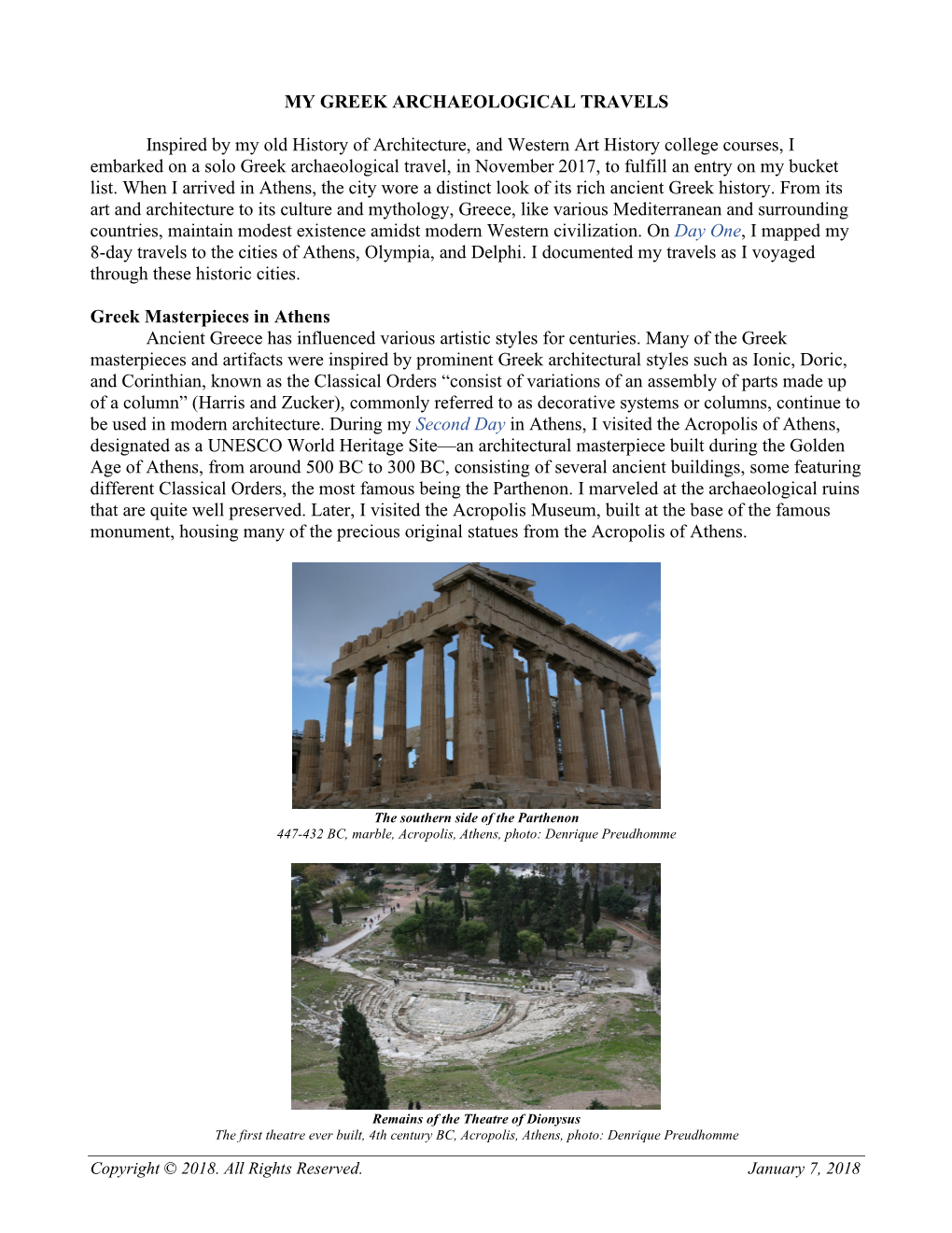 My Greek Archaeological Travels