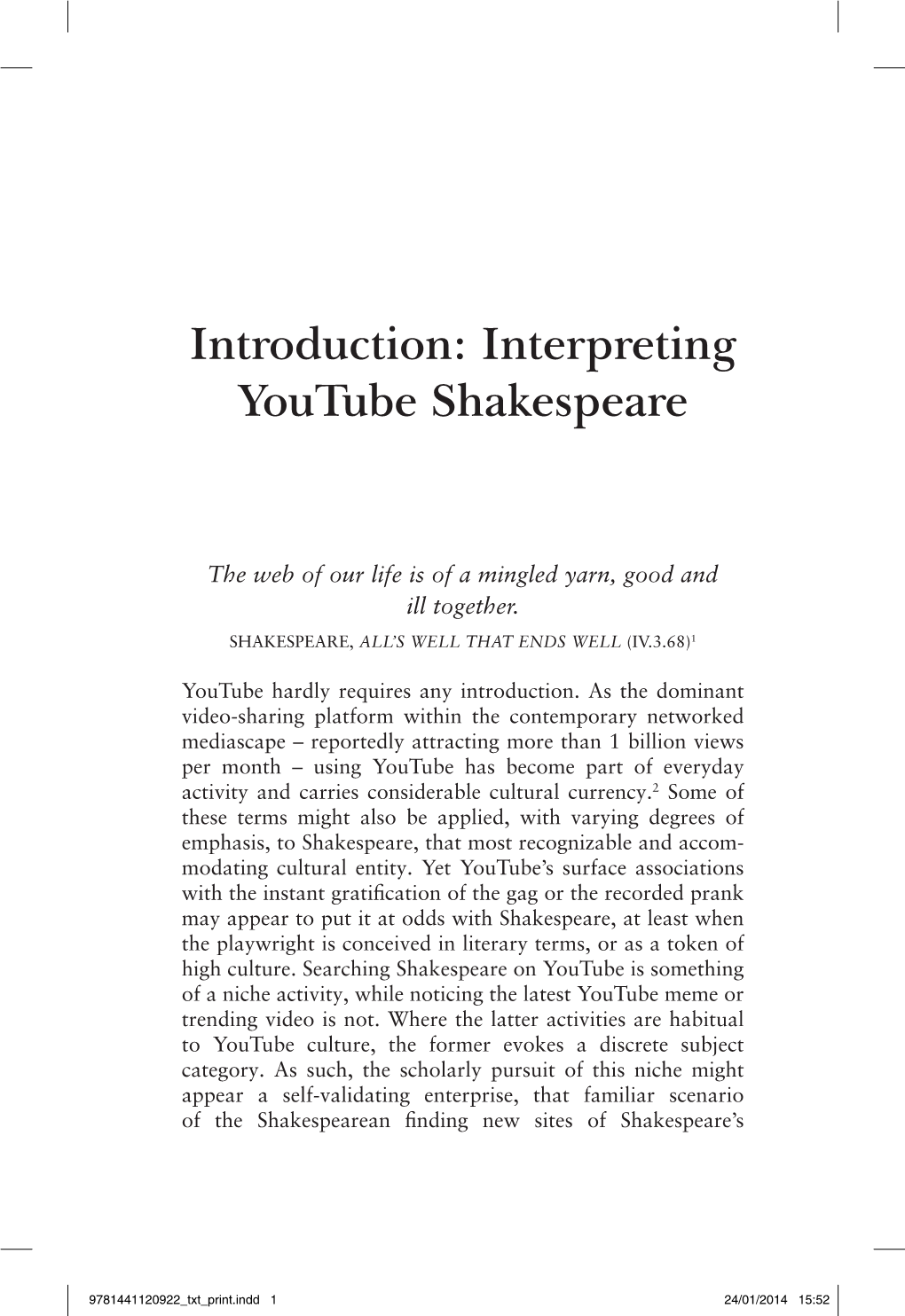 Interpreting Youtube Shakespeare