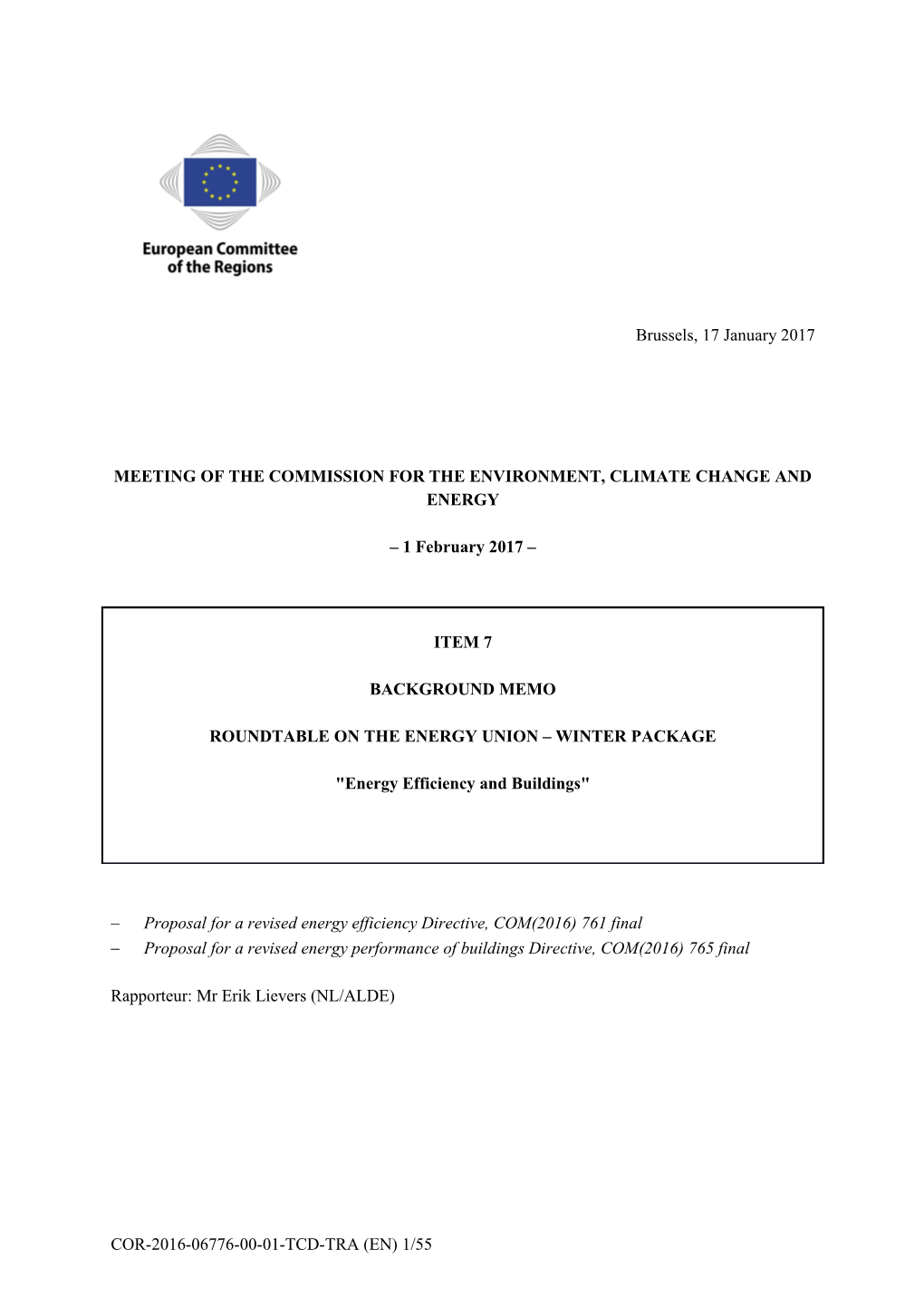 Background Note on Energy Efficiency and Buildings