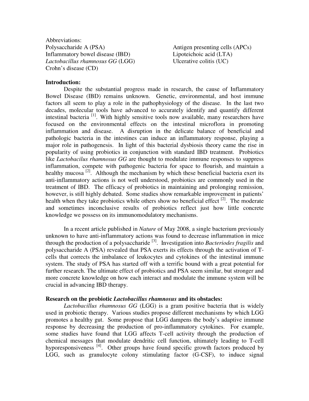 Polysaccharide a (PSA) Antigen Presenting Cells