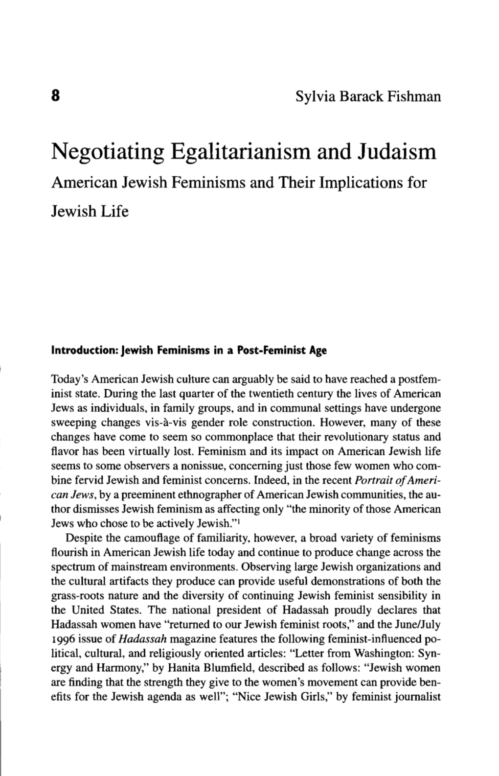 Negotiating Egalitarianism and Judaism