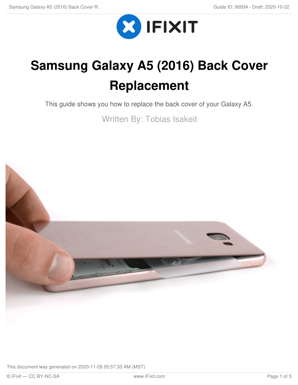 Samsung Galaxy A5 (2016) Back Cover Replacement