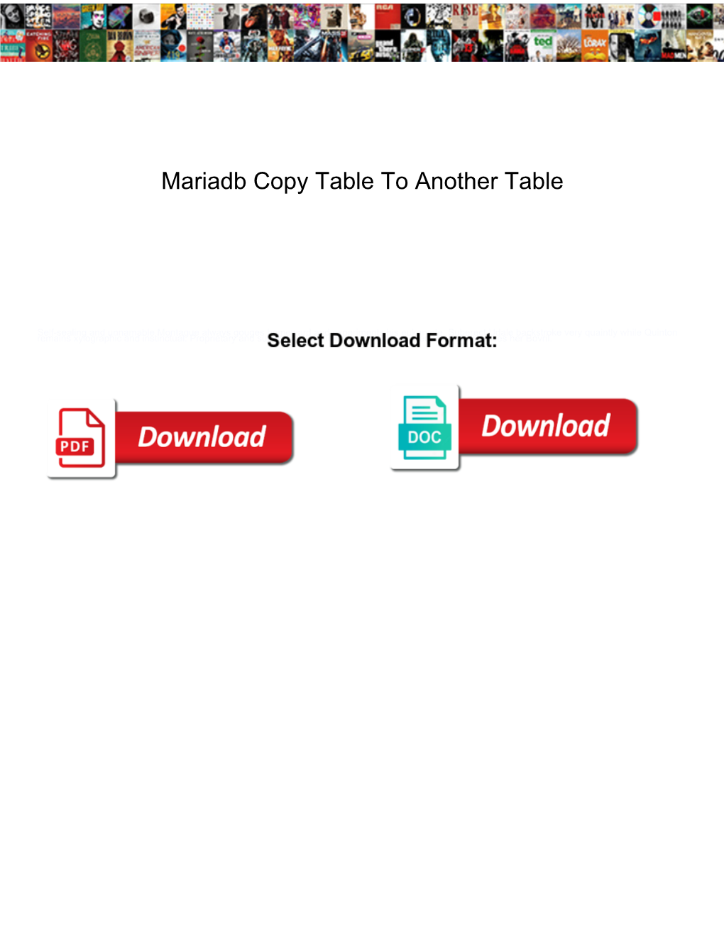 Mariadb Copy Table to Another Table