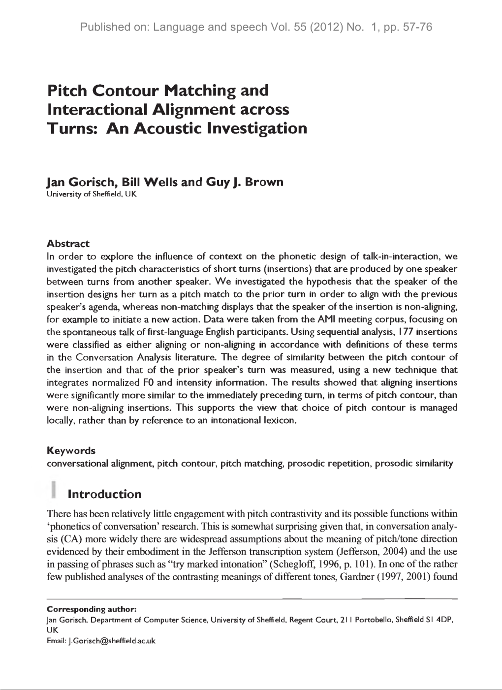 Pitch Contour Matching and Interactional Alignment Across Turns: an Acoustic Investigation