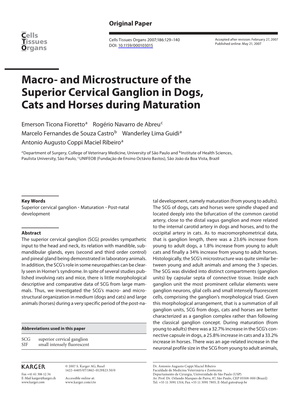 Macro- and Microstructure of the Superior Cervical Ganglion in Dogs, Cats and Horses During Maturation