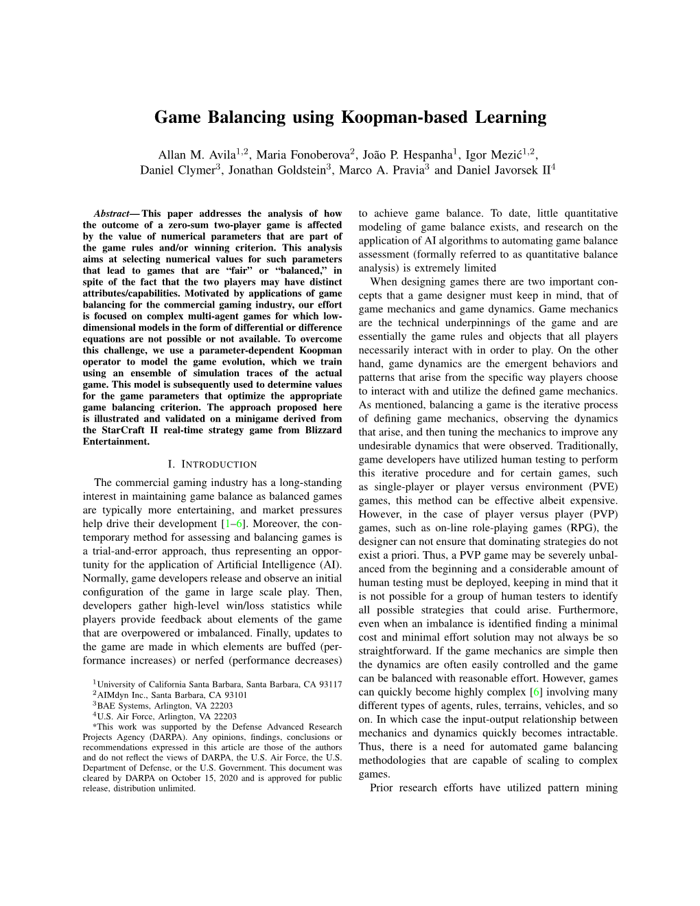 Game Balancing Using Koopman-Based Learning