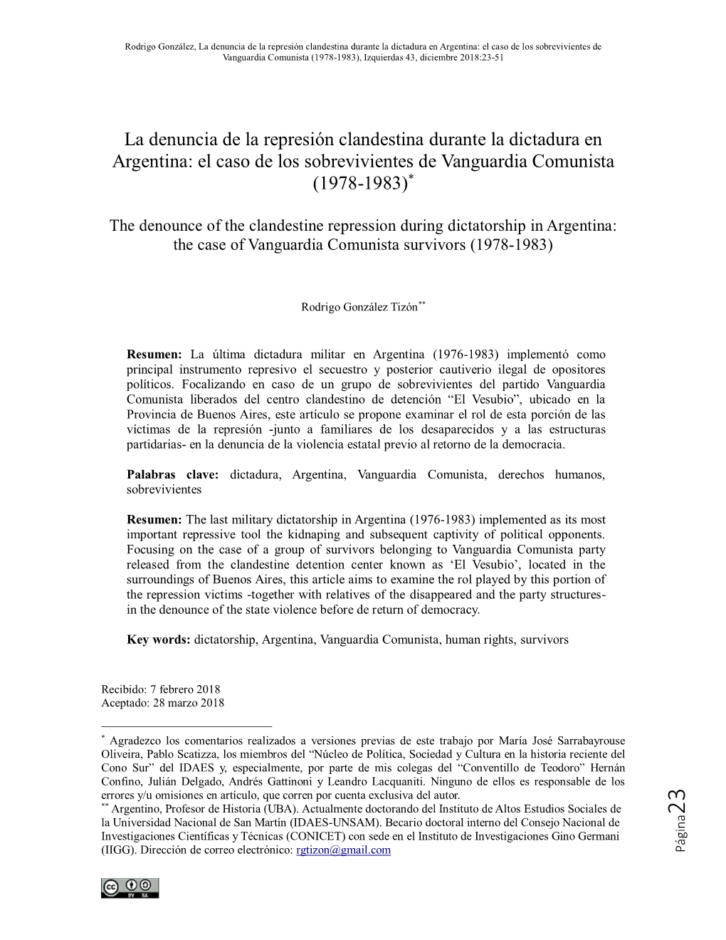 La Denuncia De La Represión Clandestina Durante La Dictadura En