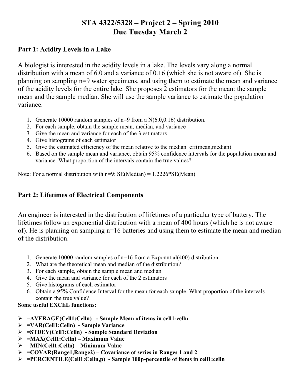 Part 1: Acidity Levels in a Lake