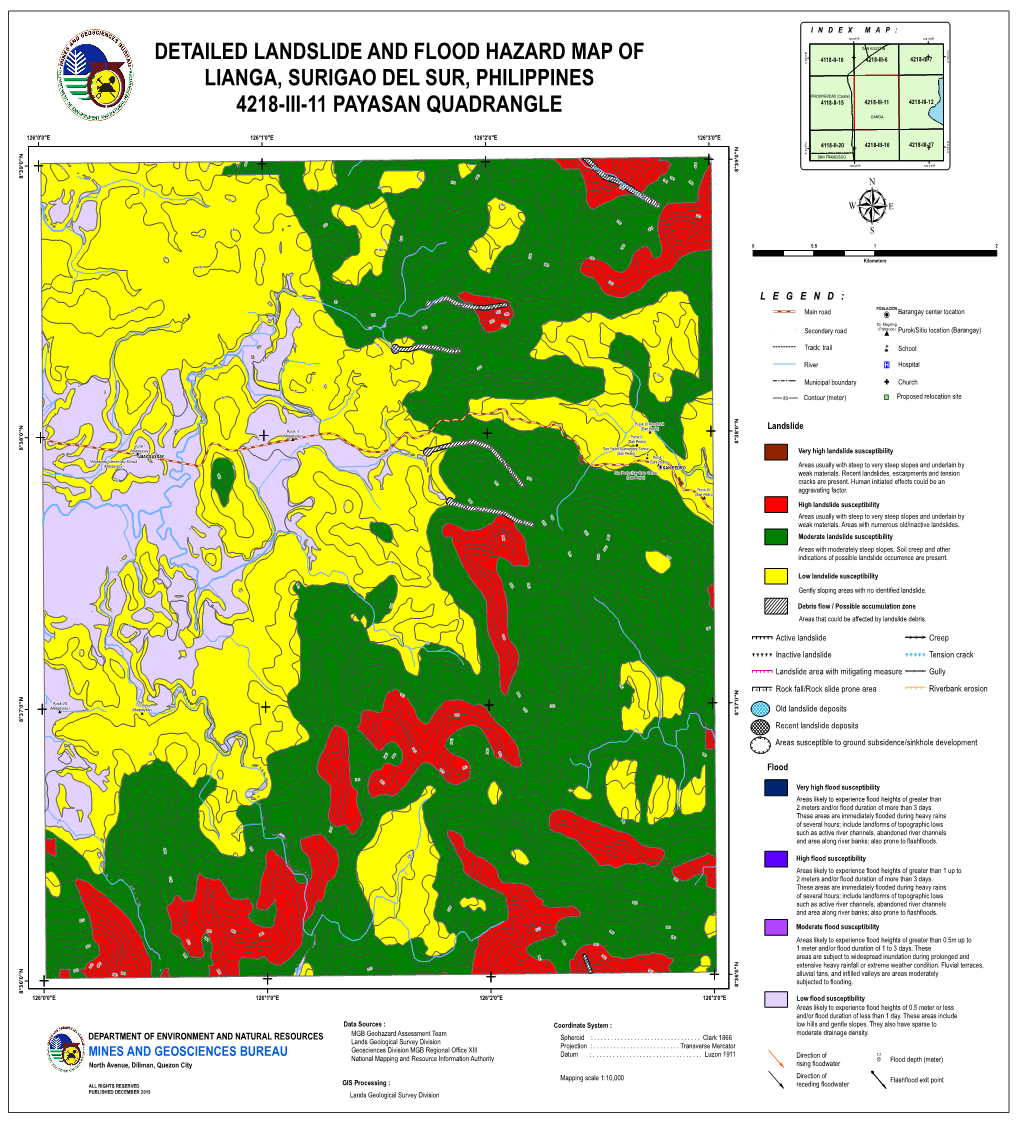 Detailed Landslide and Flood Hazard Map of Lianga, Surigao Del Sur