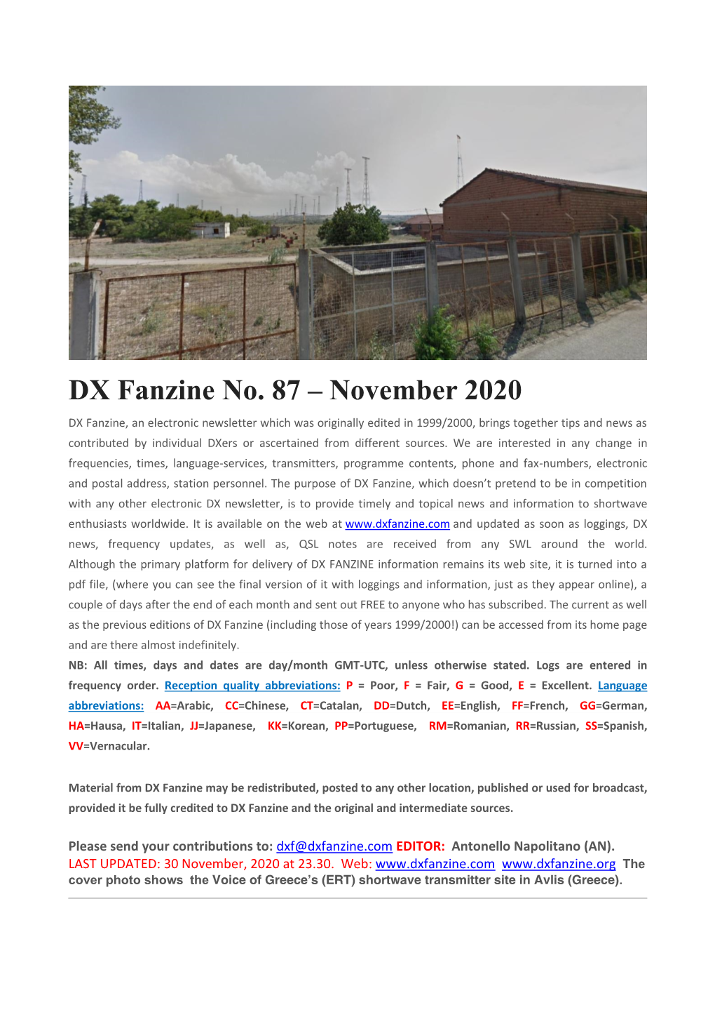 DX Fanzine No. 87 – November 2020