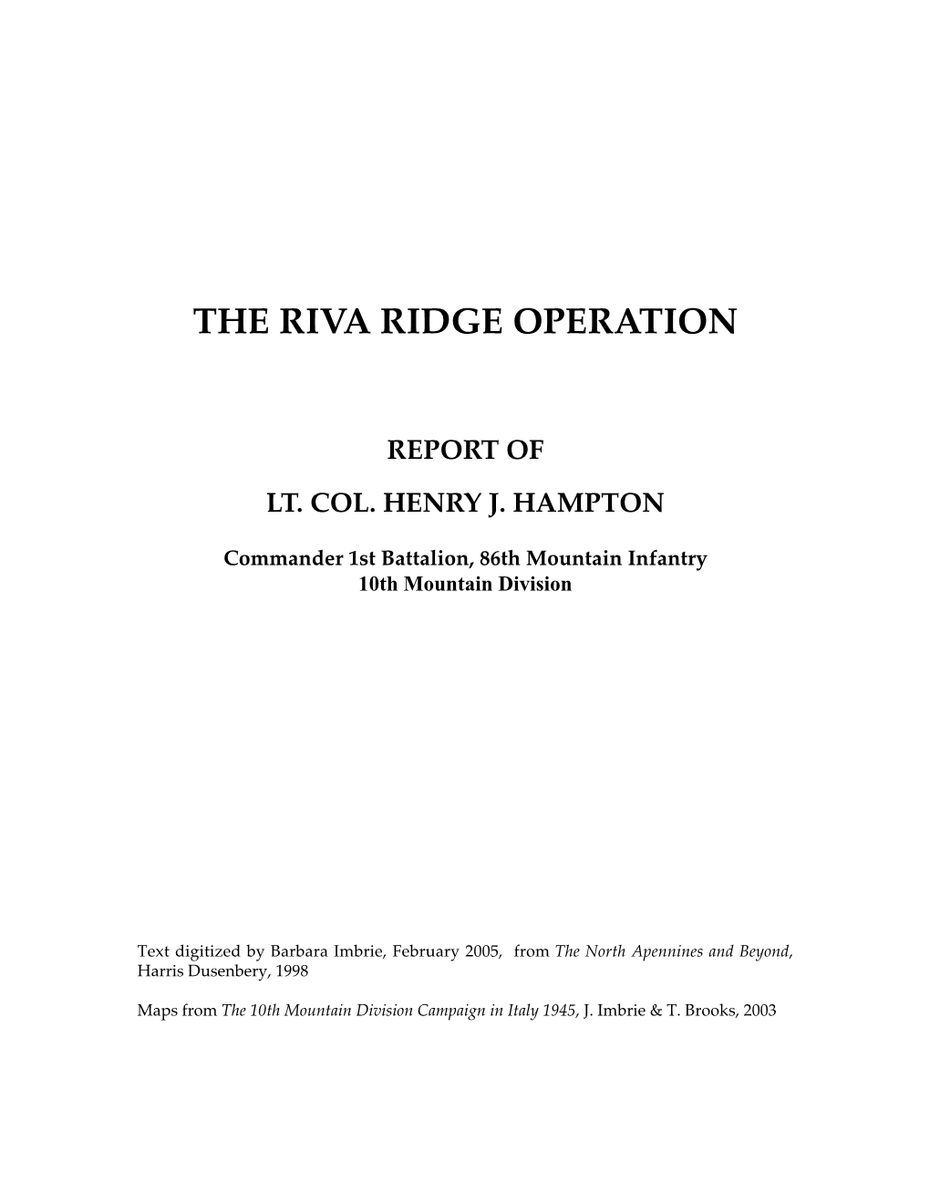 The Riva Ridge Operation