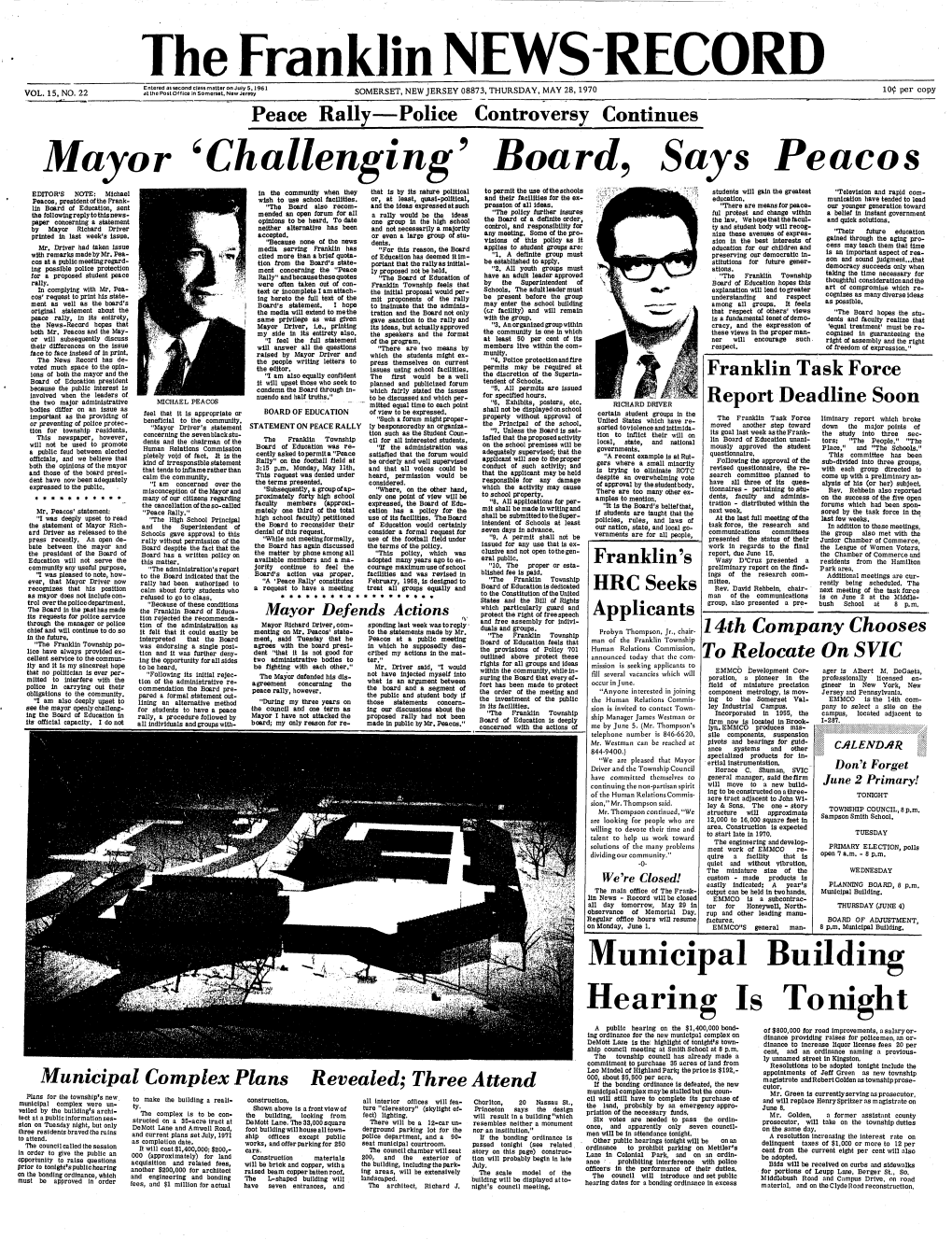 The .Franklin NEWS-RECORD Entered As Second Class Matter on Ju Y 5, 1961 10¢ Per Copy VOL