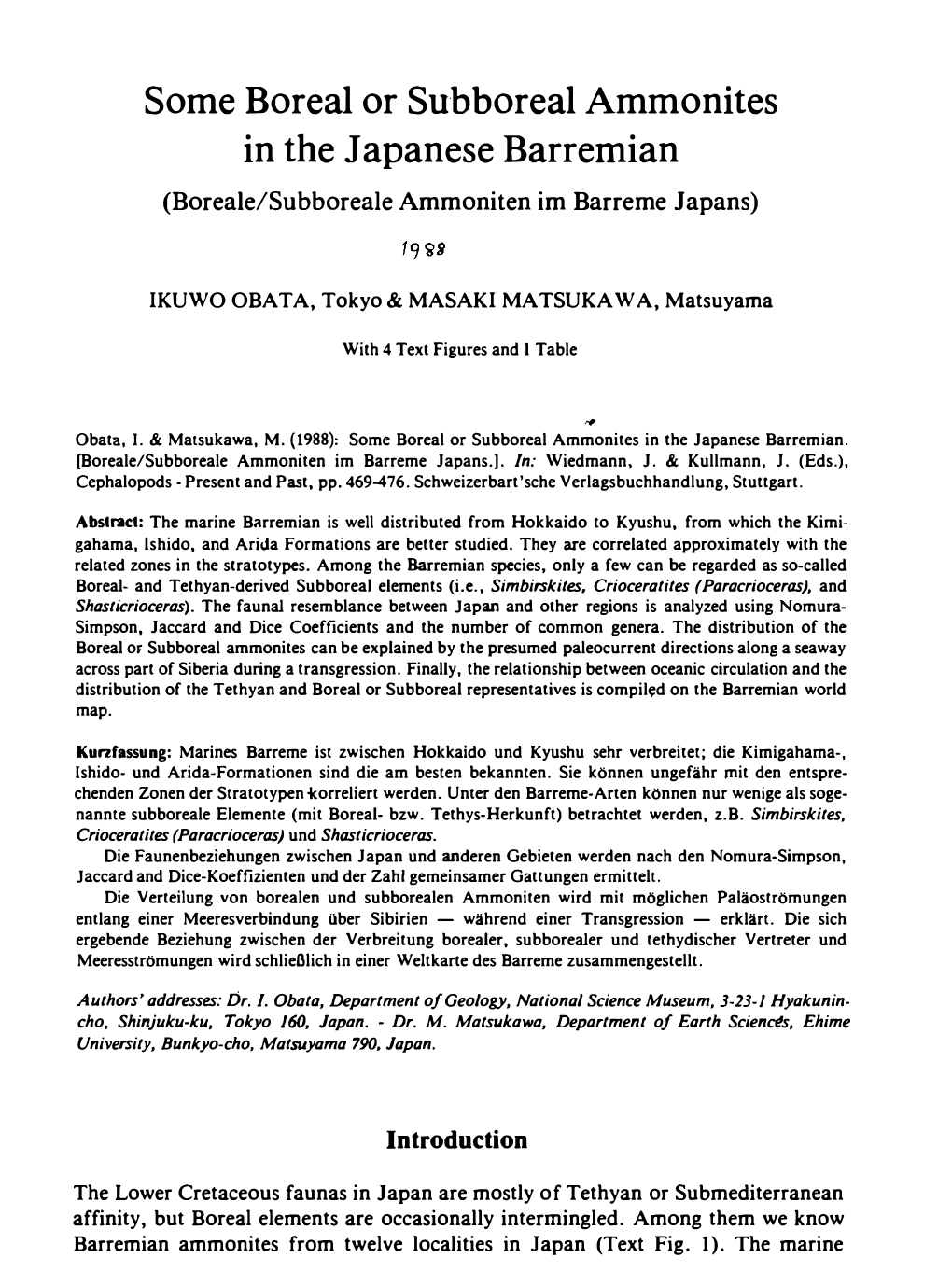 Some Boreal Or Subboreal Ammonites in the Japanese Barremian