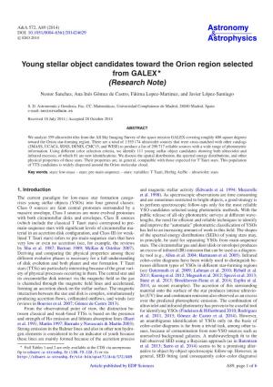 Young Stellar Object Candidates Toward the Orion Region Selected from GALEX (Research Note)