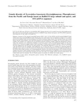 Genetic Diversity of Scytosiphon Lomentaria