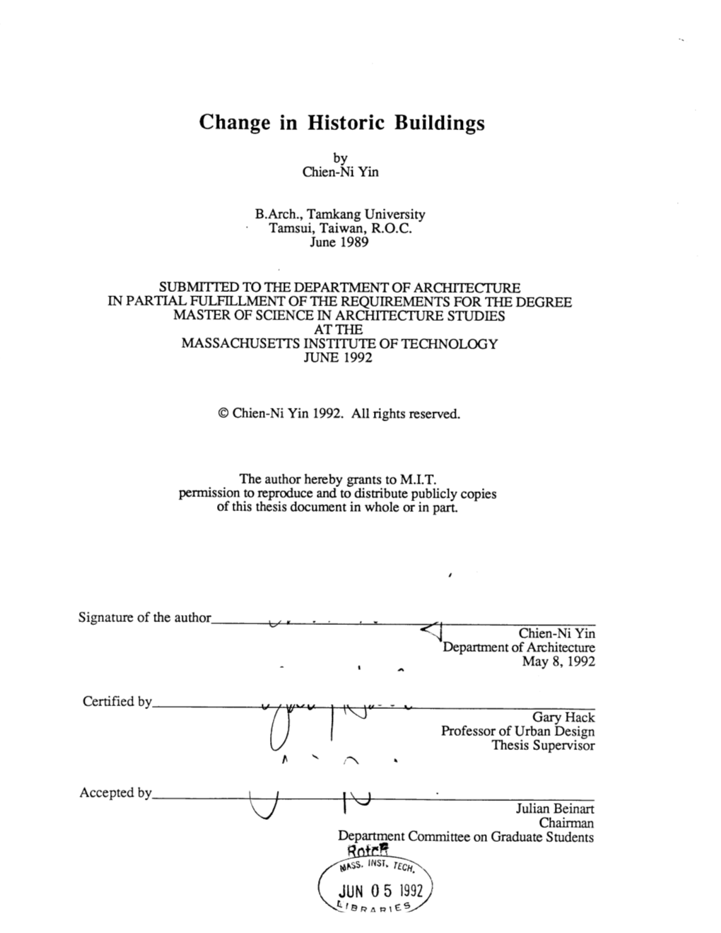 Change in Historic Buildings