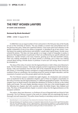 The First Women Lawyers by Mary Jane Mossman