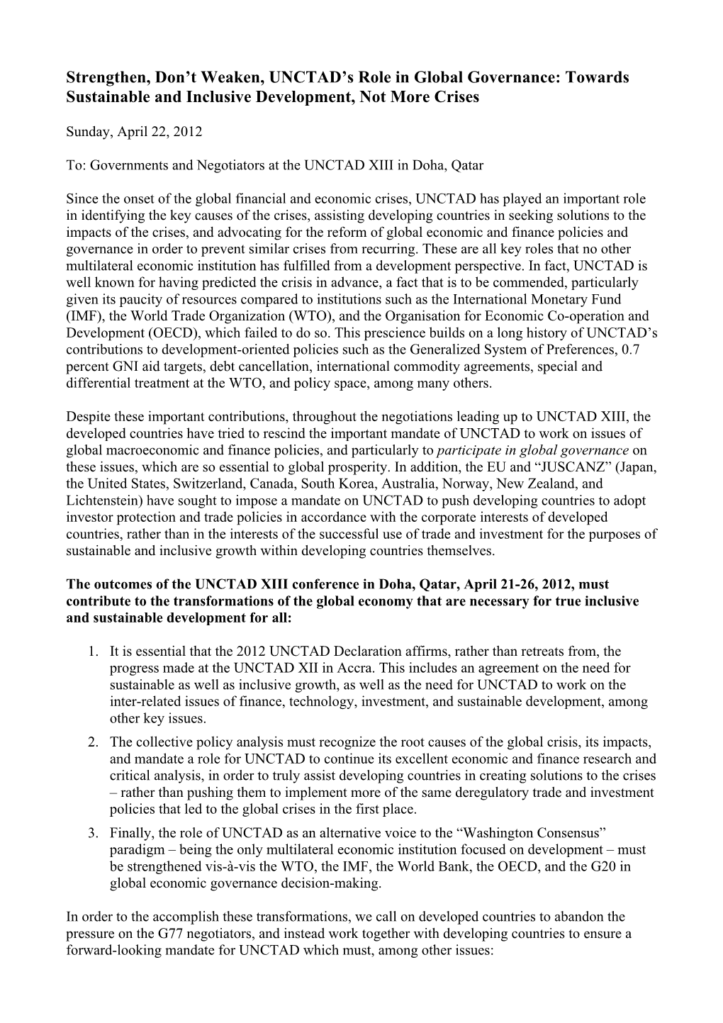 OWINFS Sign-On UNCTAD XIII Declaration April 23-2012