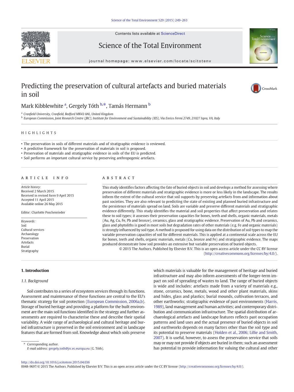 Predicting the Preservation of Cultural Artefacts and Buried Materials in Soil