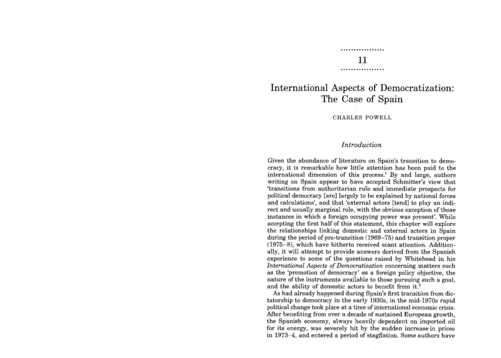 International Aspects of Democratization: the Case of Spain