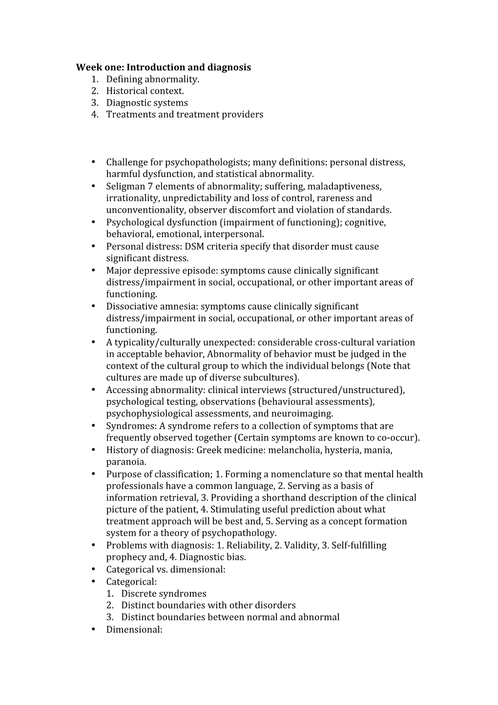 Introduction and Diagnosis 1. Defining Abnormality. 2