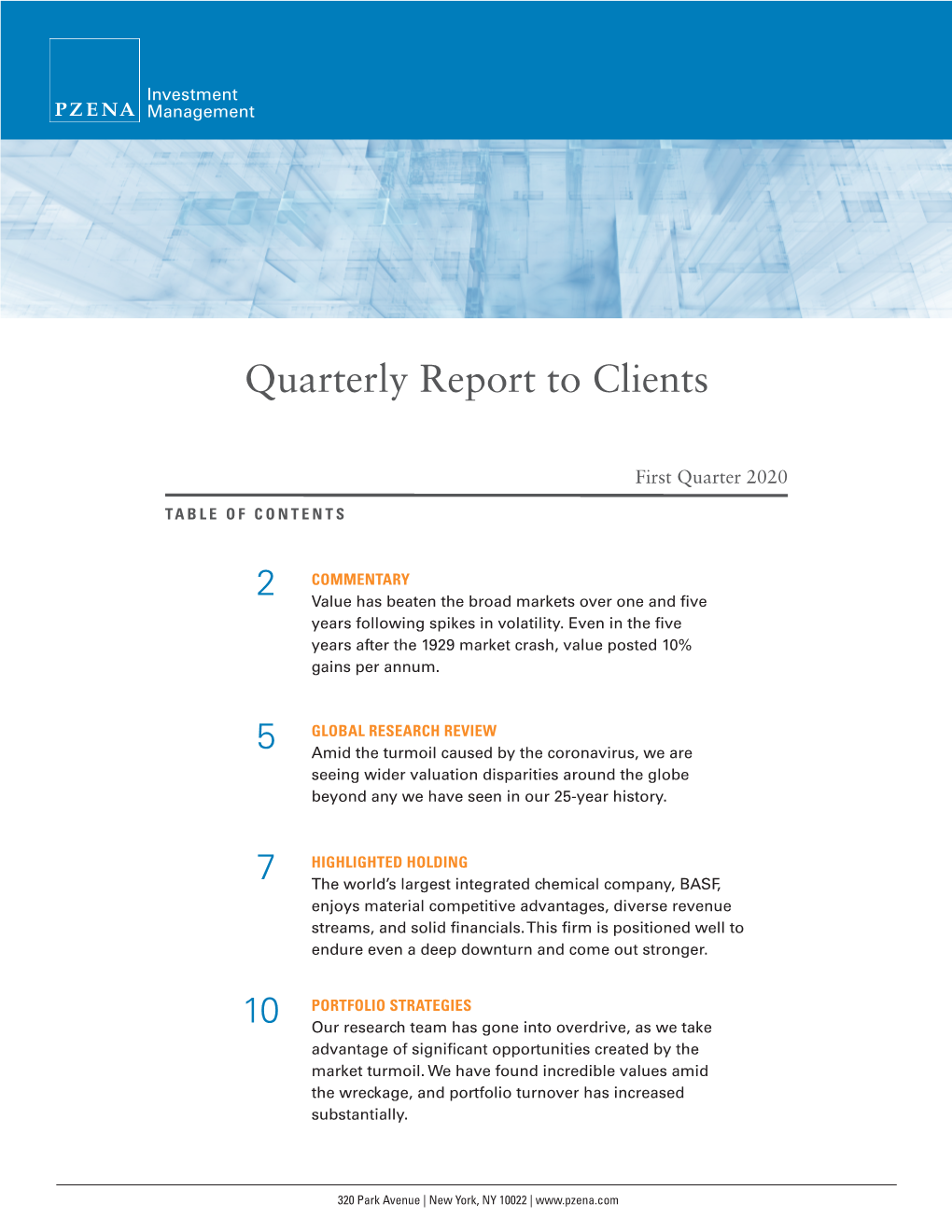 Quarterly Report to Clients