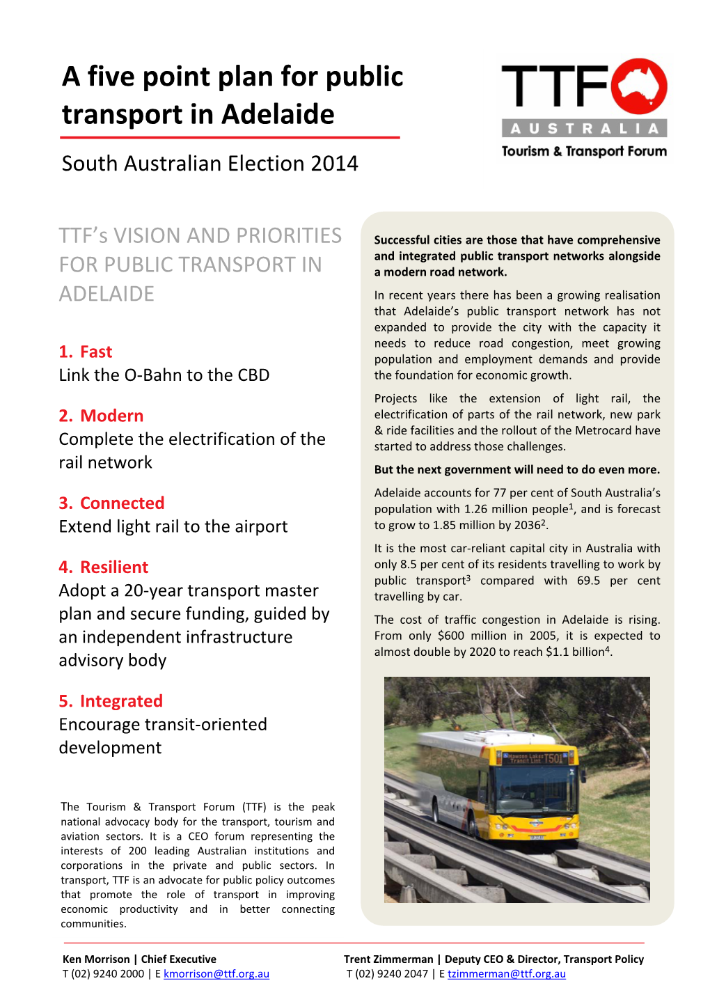 TTF a Five Point Plan for Public Transport in Adelaide 2014