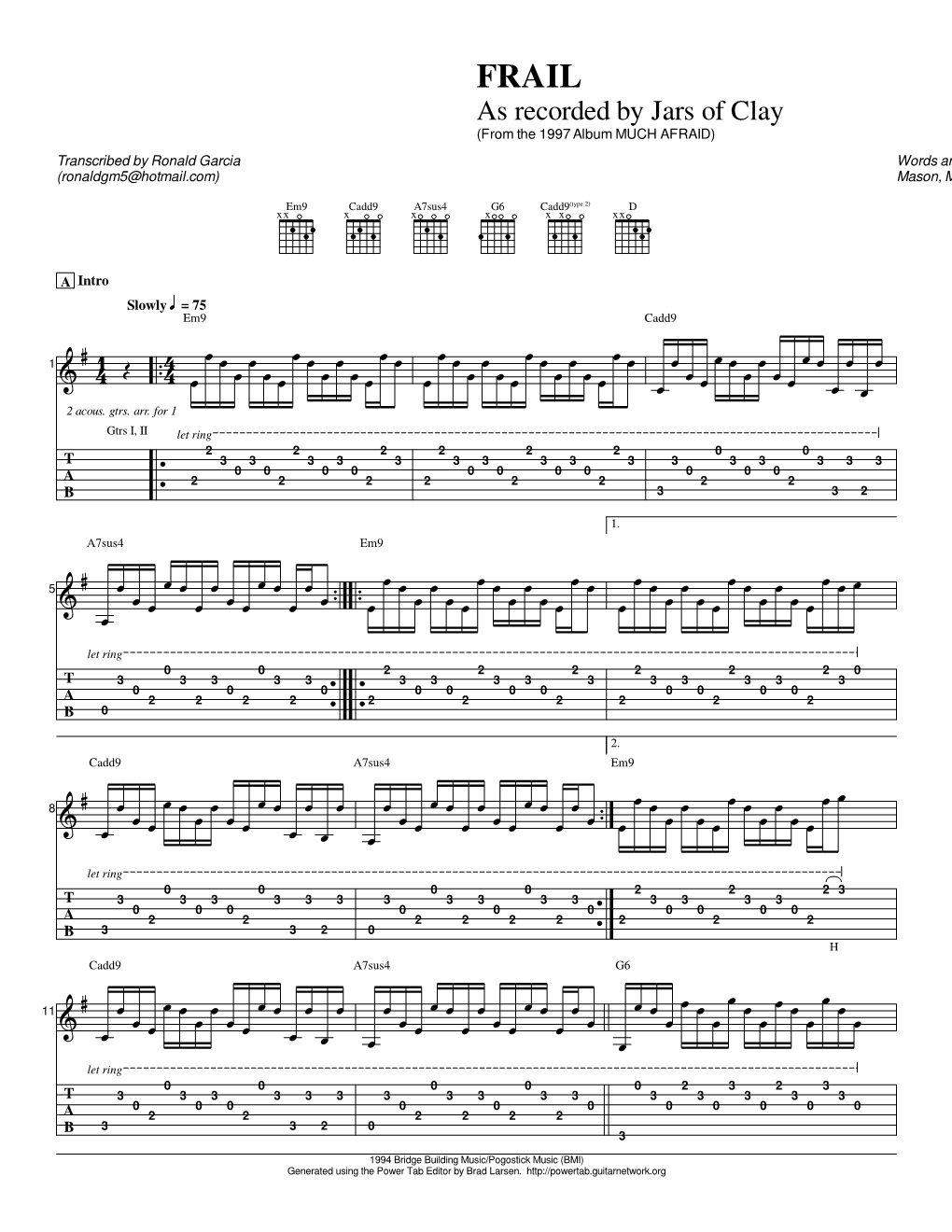 Frail Guitar Tab