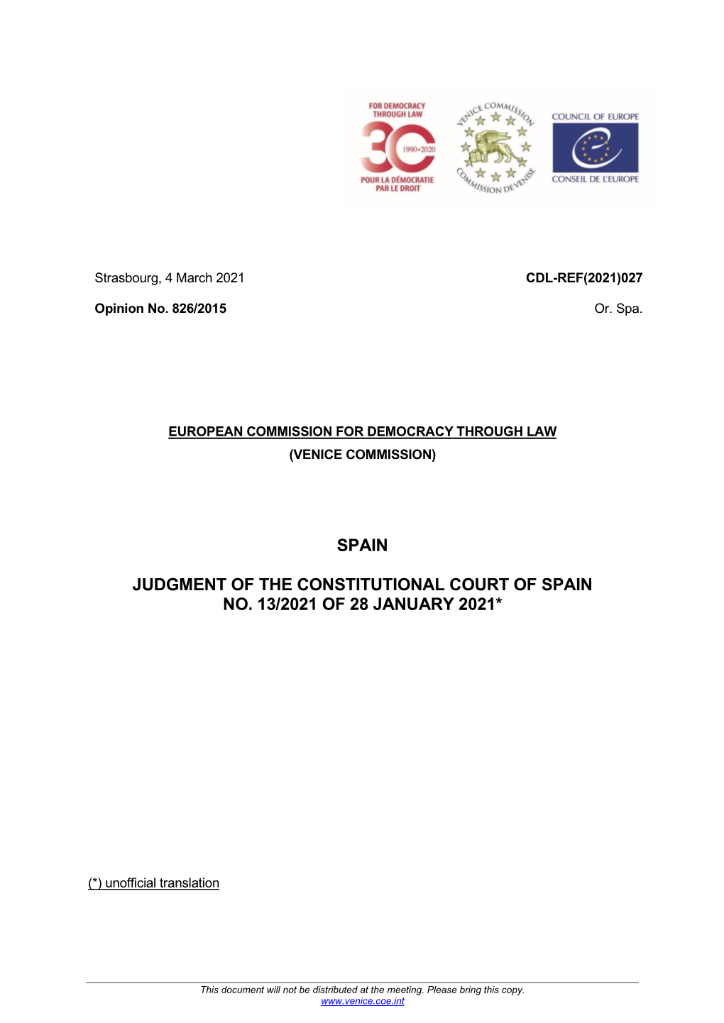 Spain Judgment of the Constitutional Court of Spain