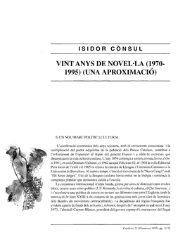Vint Anys De Novel-La (1970- 1995) (Una Aproximació)