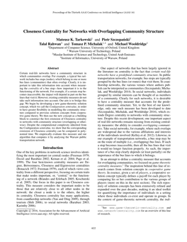 Closeness Centrality for Networks with Overlapping Community Structure
