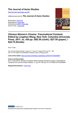 The Journal of Asian Studies Chinese Women's Cinema: Transnational