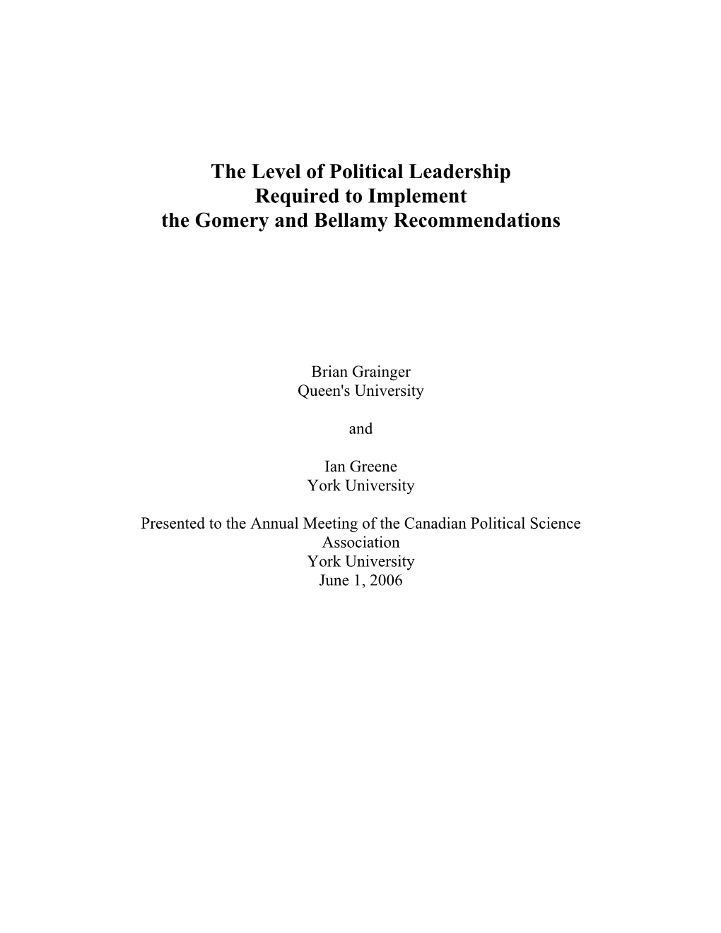 Ethics Reform and Leadership
