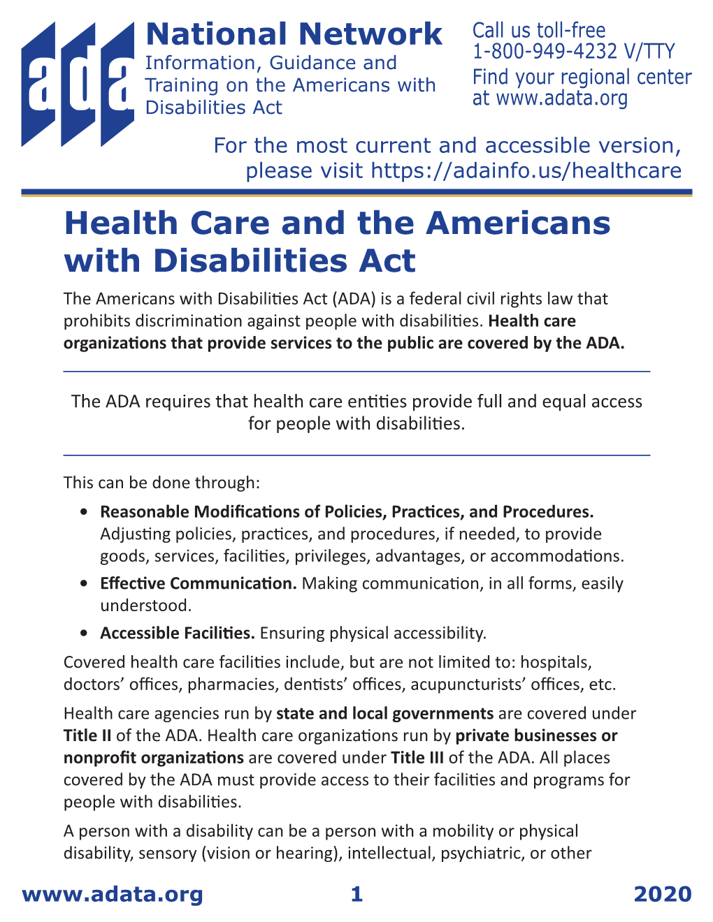 Health Care and the Americans with Disabilities Act, Large Print