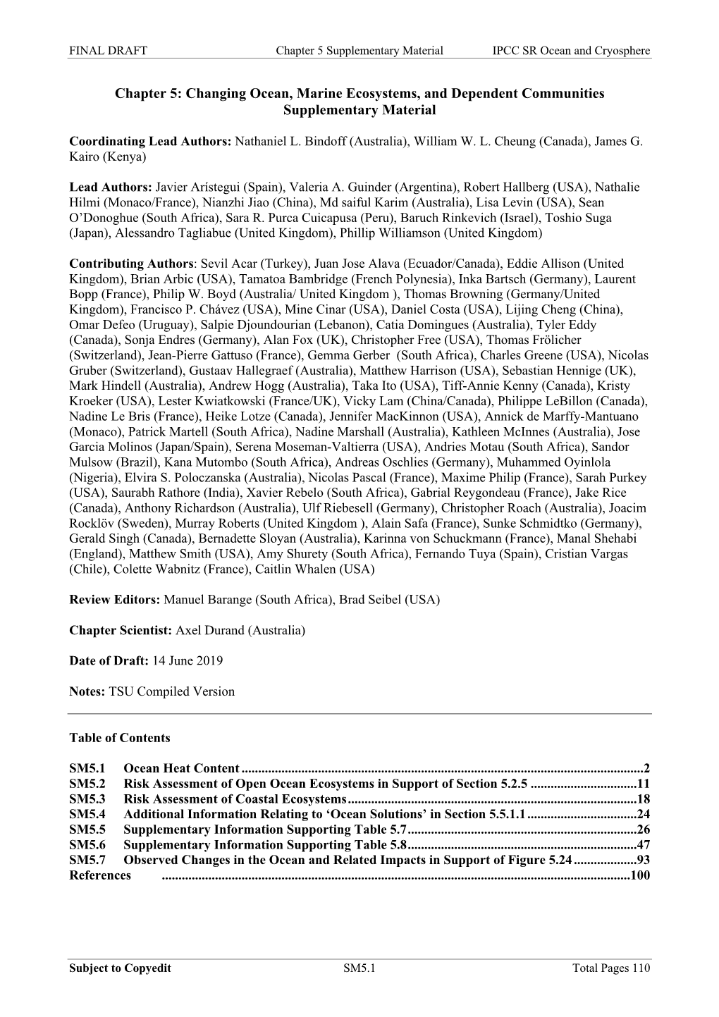 Supplementary Material IPCC SR Ocean and Cryosphere