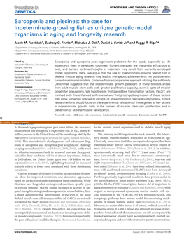 Sarcopenia and Piscines: the Case for Indeterminate-Growing ﬁsh As Unique Genetic Model Organisms in Aging and Longevity Research