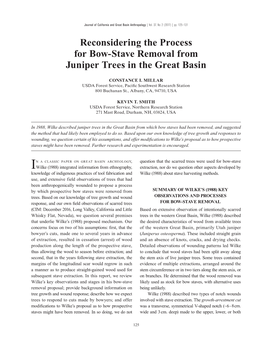 Reconsidering the Process for Bow-Stave Removal from Juniper Trees in the Great Basin