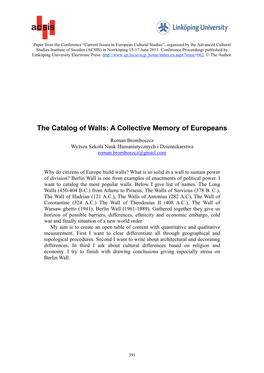 The Catalog of Walls: a Collective Memory of Europeans