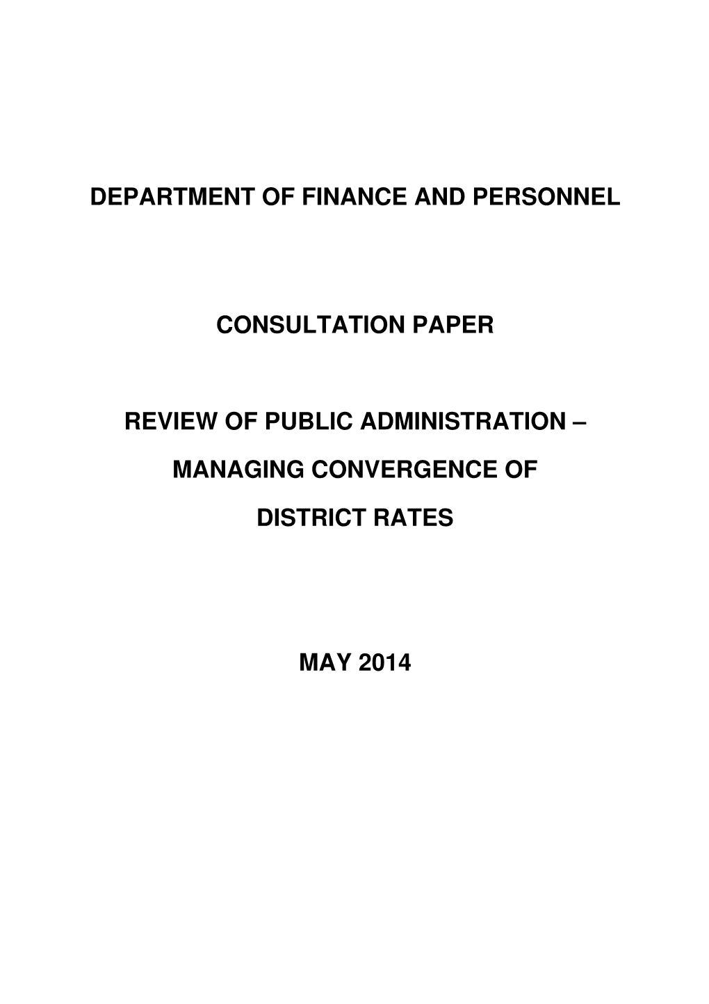 Department of Finance and Personnel Consultation