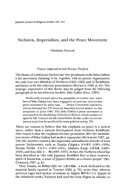 Nichiren, Imperialism, and the Peace Movement
