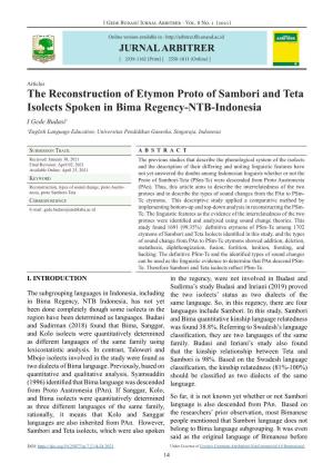 The Reconstruction of Etymon Proto of Sambori and Teta Isolects Spoken