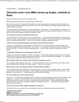 Print Version:Character Actor Larry Miller Serves up Laughs, Cocktails at Raue
